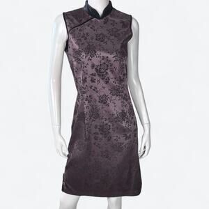 VTG 90s CDC Asian-Inspired Velvet Burnout Sheath Dress Womens 8 Whimsygoth Fairy